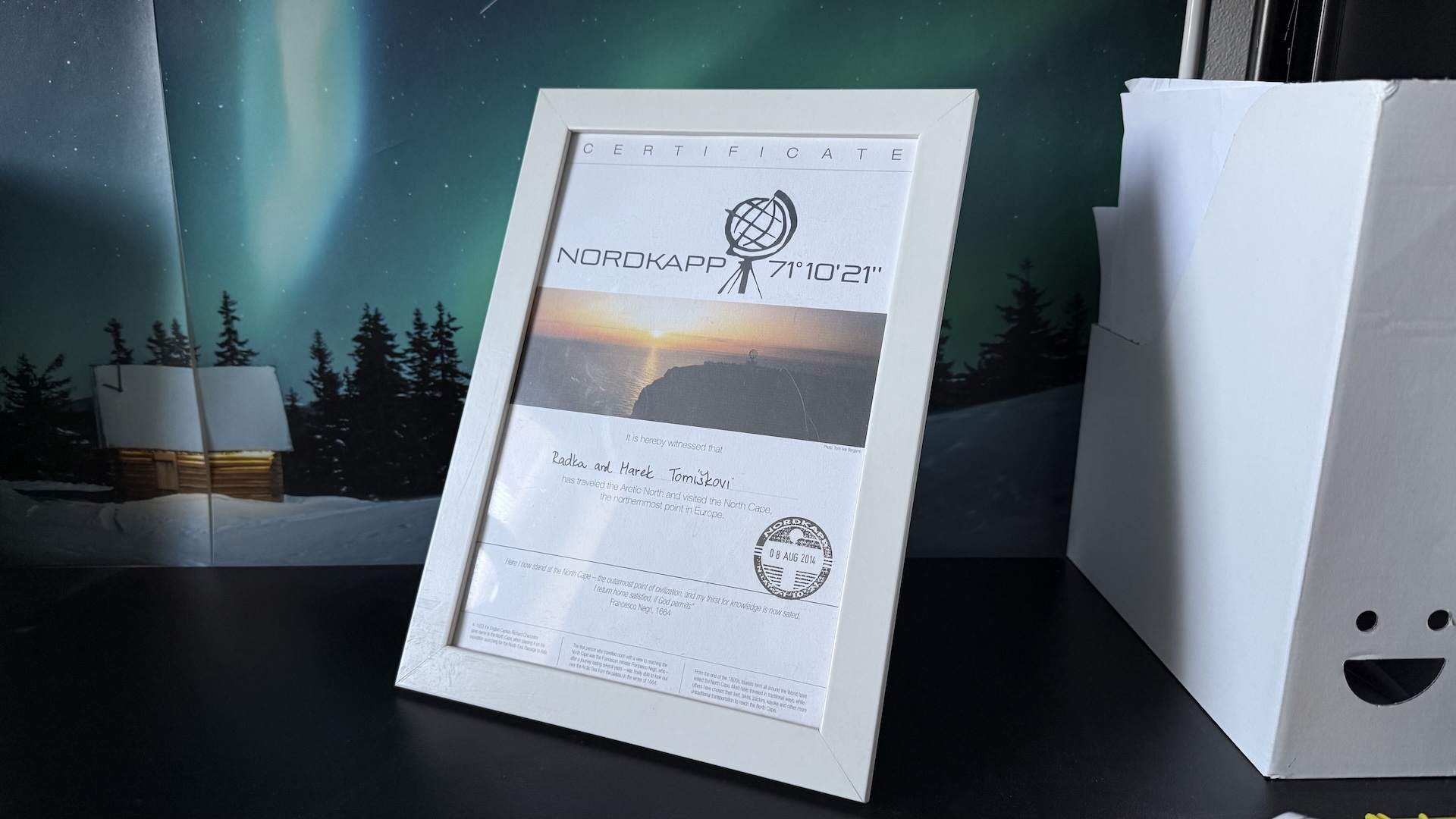 Certifikát pro ty, kteří navštíví Nordkapp